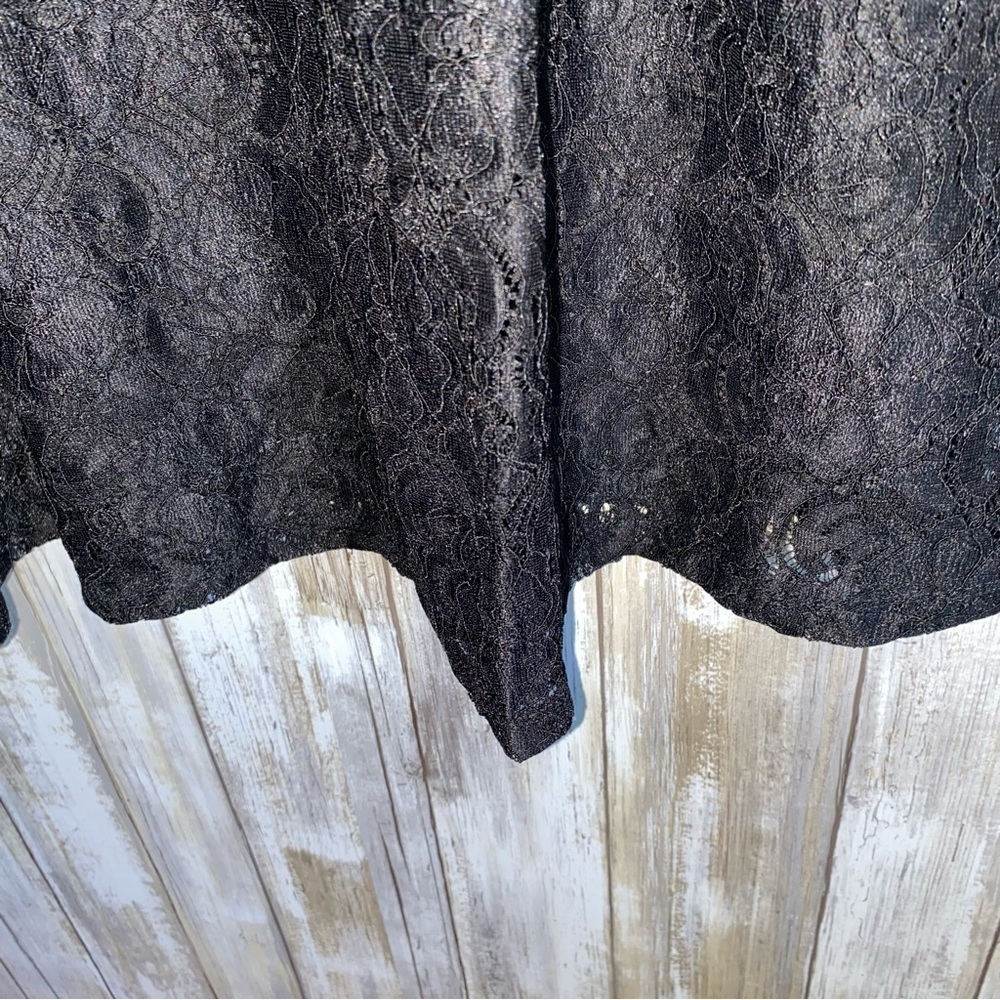 NWT NSR Black Lace Puff Sleeve Stretch Dress - Picture 5 of 6